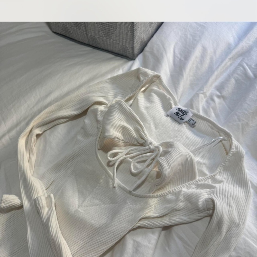 Princess Polly Ivory Ribbed Top - Picture 3 of 11